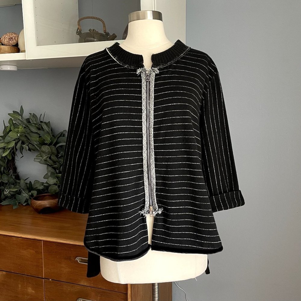 Crea Concept Striped Tunic Top Jacket Zip Lagenlook